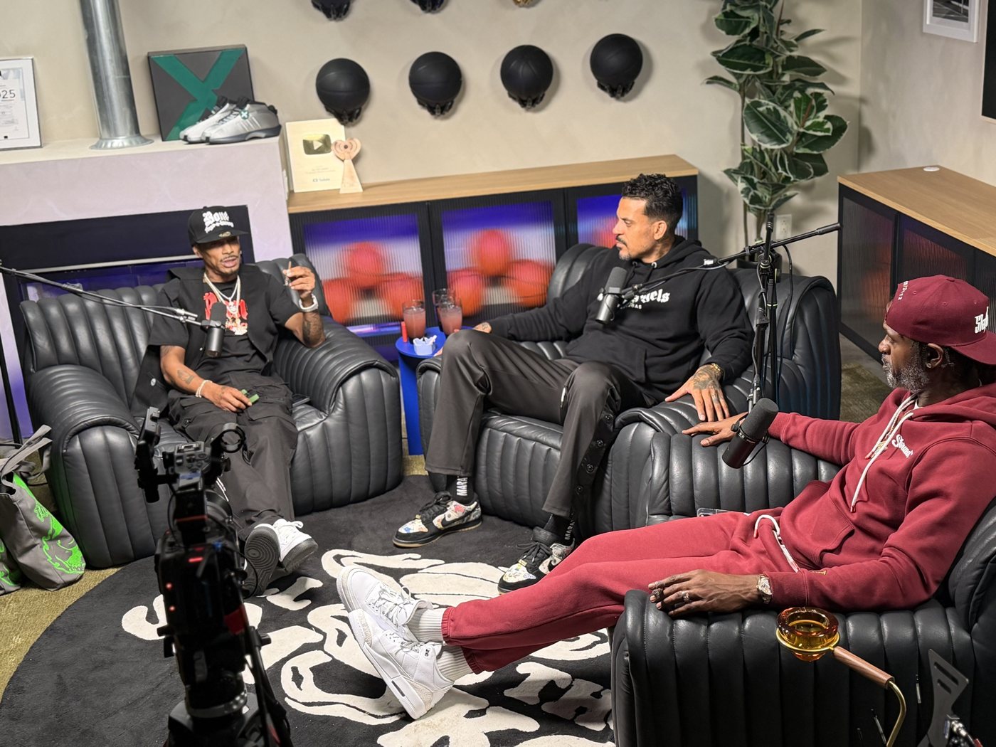 Three-camera sit-down on the All the Smoke set