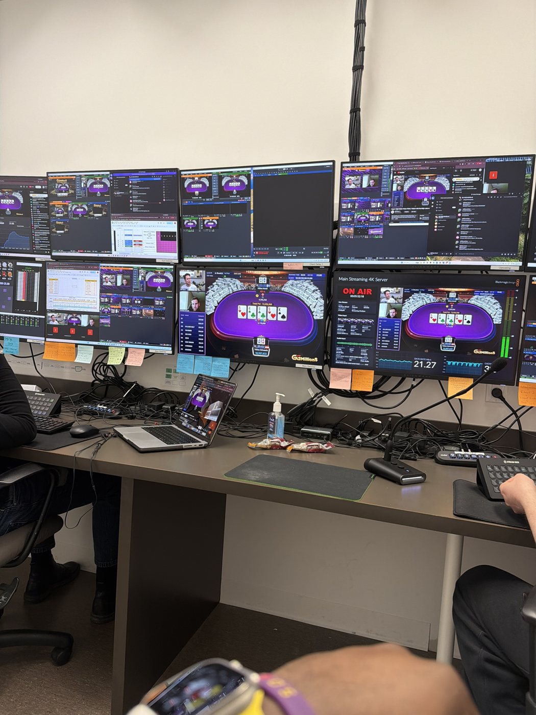 Production control room for the GGMillions poker stream, on air in 4K