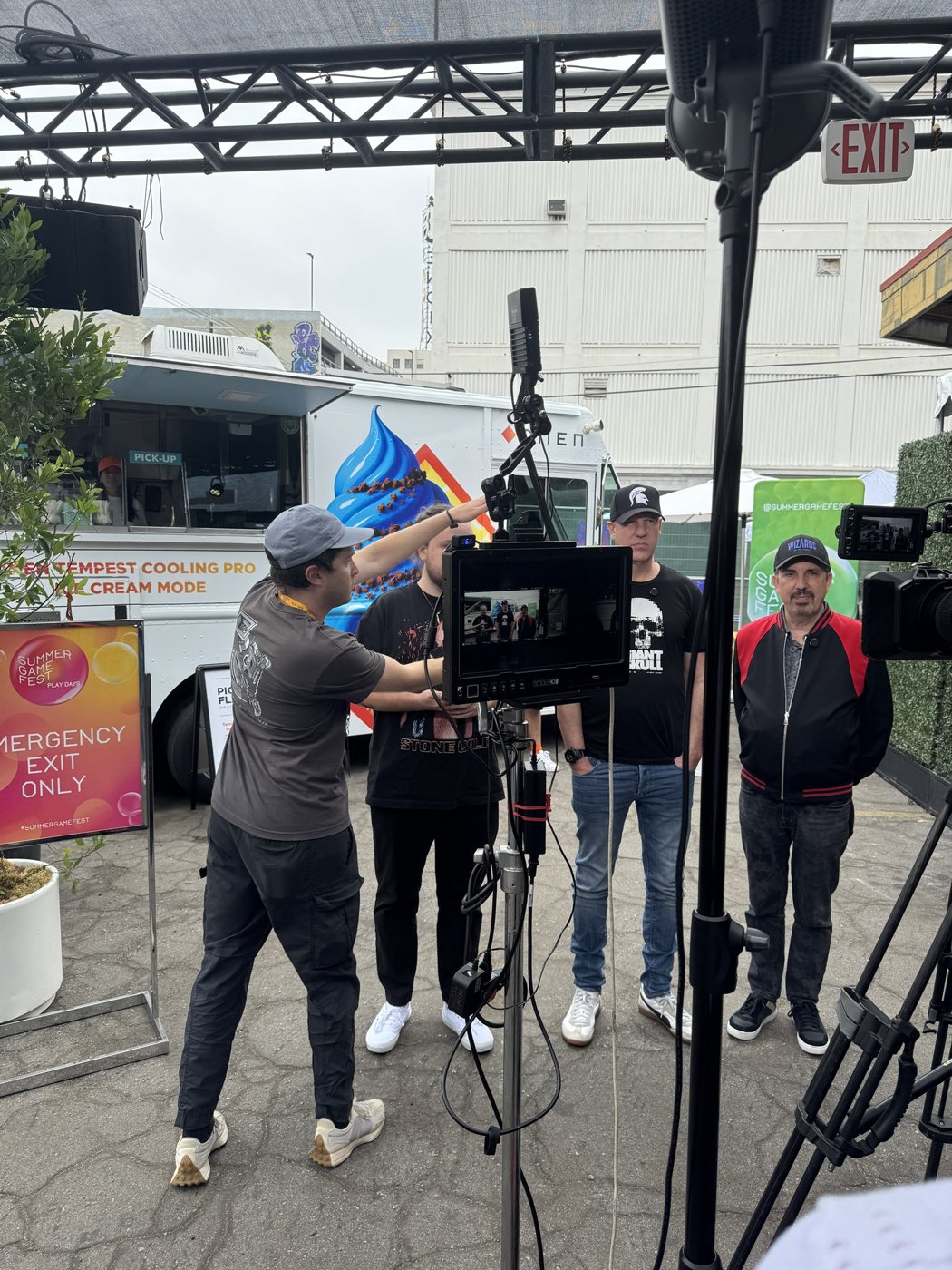 Interview setup at Summer Game Fest with Wizards of the Coast and Giant Skull executives